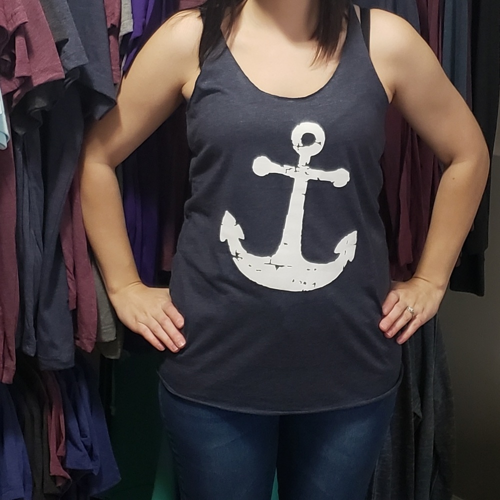 Distressed Anchor Racerback Graphic Tank - Picture 2 of 2
